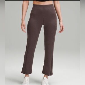 Lululemon Ribbed Softstream Zip-Leg High Rise Cropped Pant 25” in Espresso